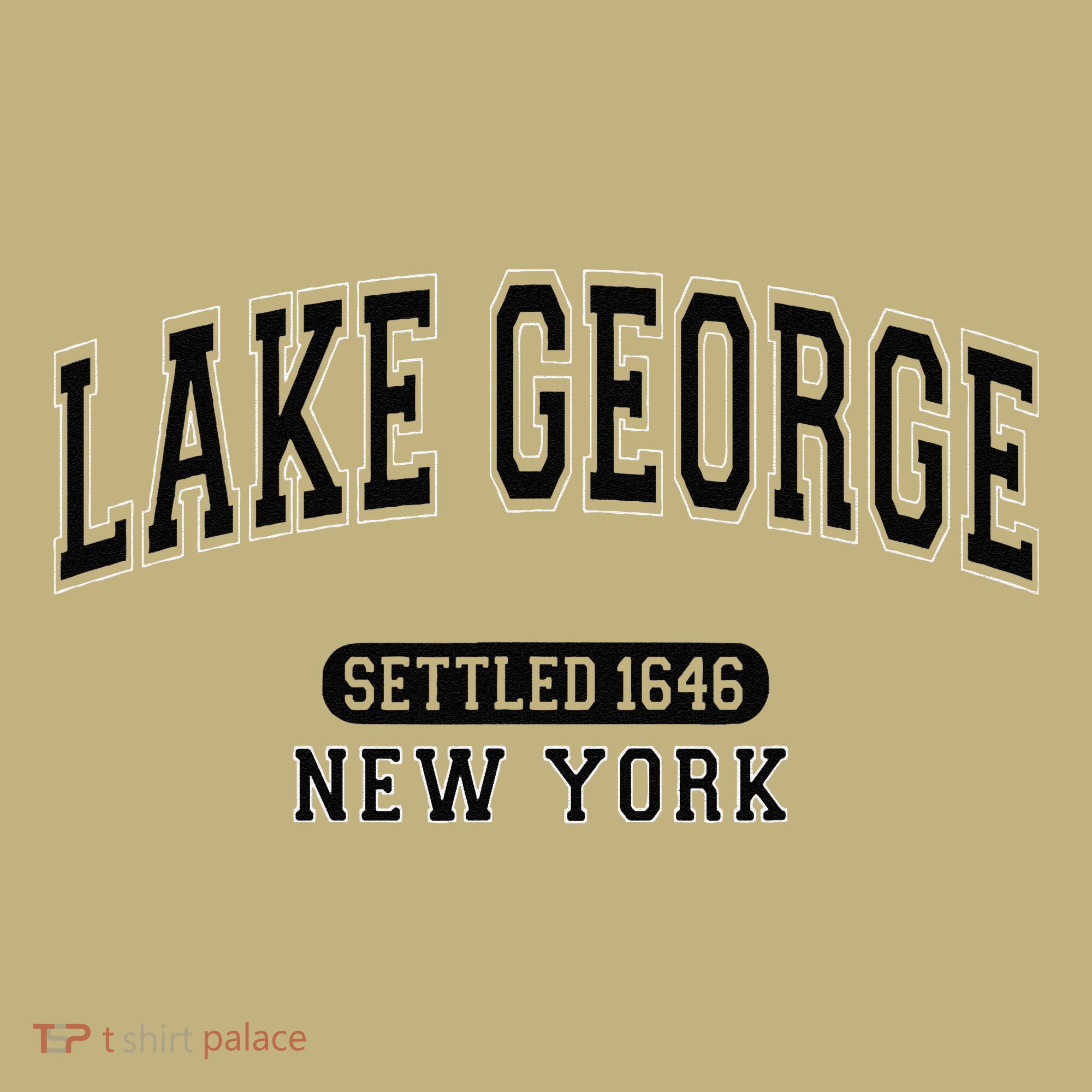 Lake George New York Settled 1646 Arched Varsity Black Hoodie