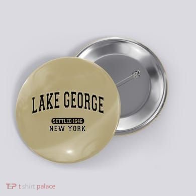 Lake George New York Settled 1646 Arched Varsity Black Button