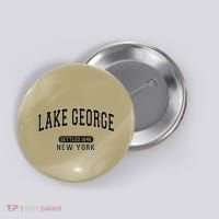 Lake George New York Settled 1646 Arched Varsity Black Button thumb 0