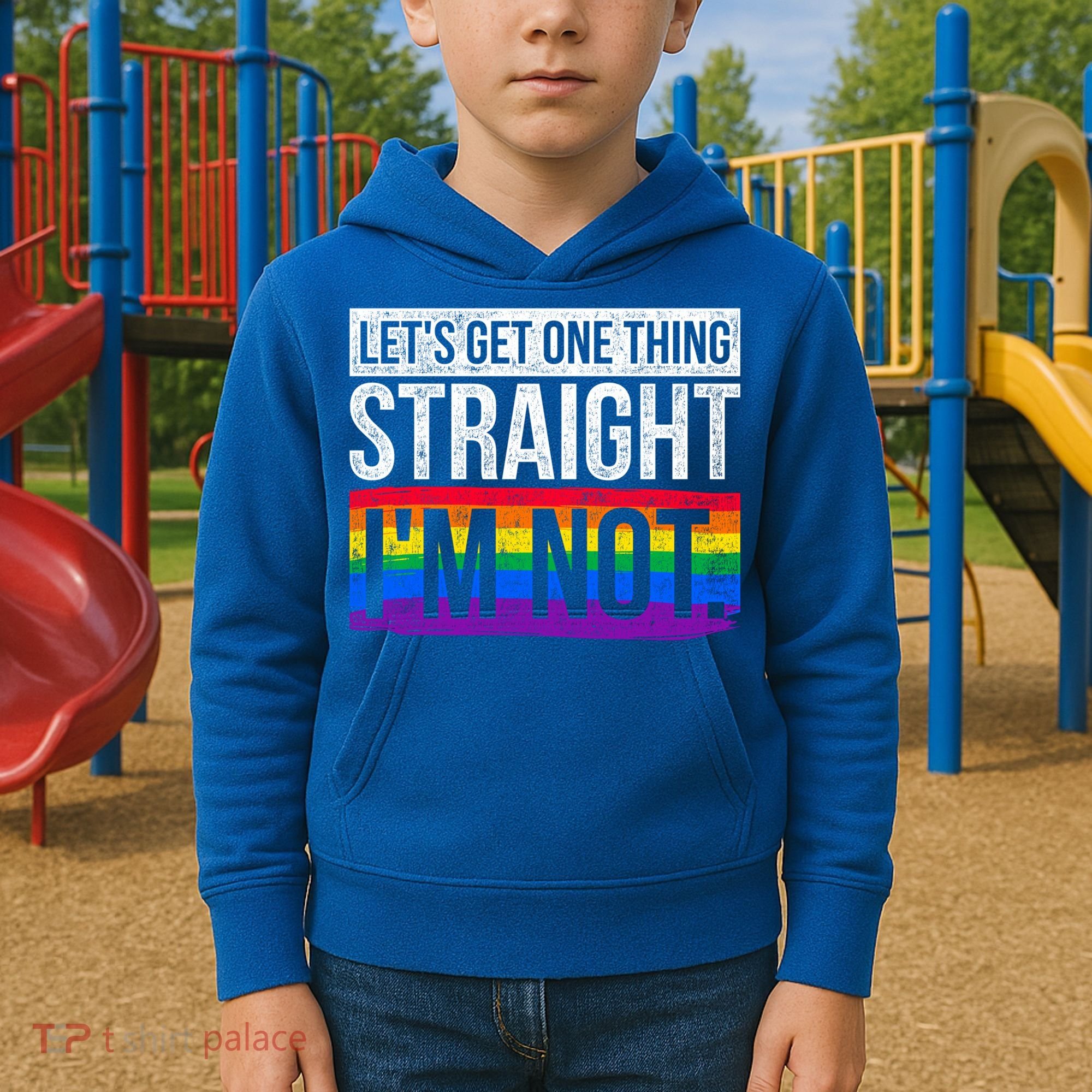 Lets Get One Thing Straight Im Not Lgbt Funny Gift Kids Hoodie