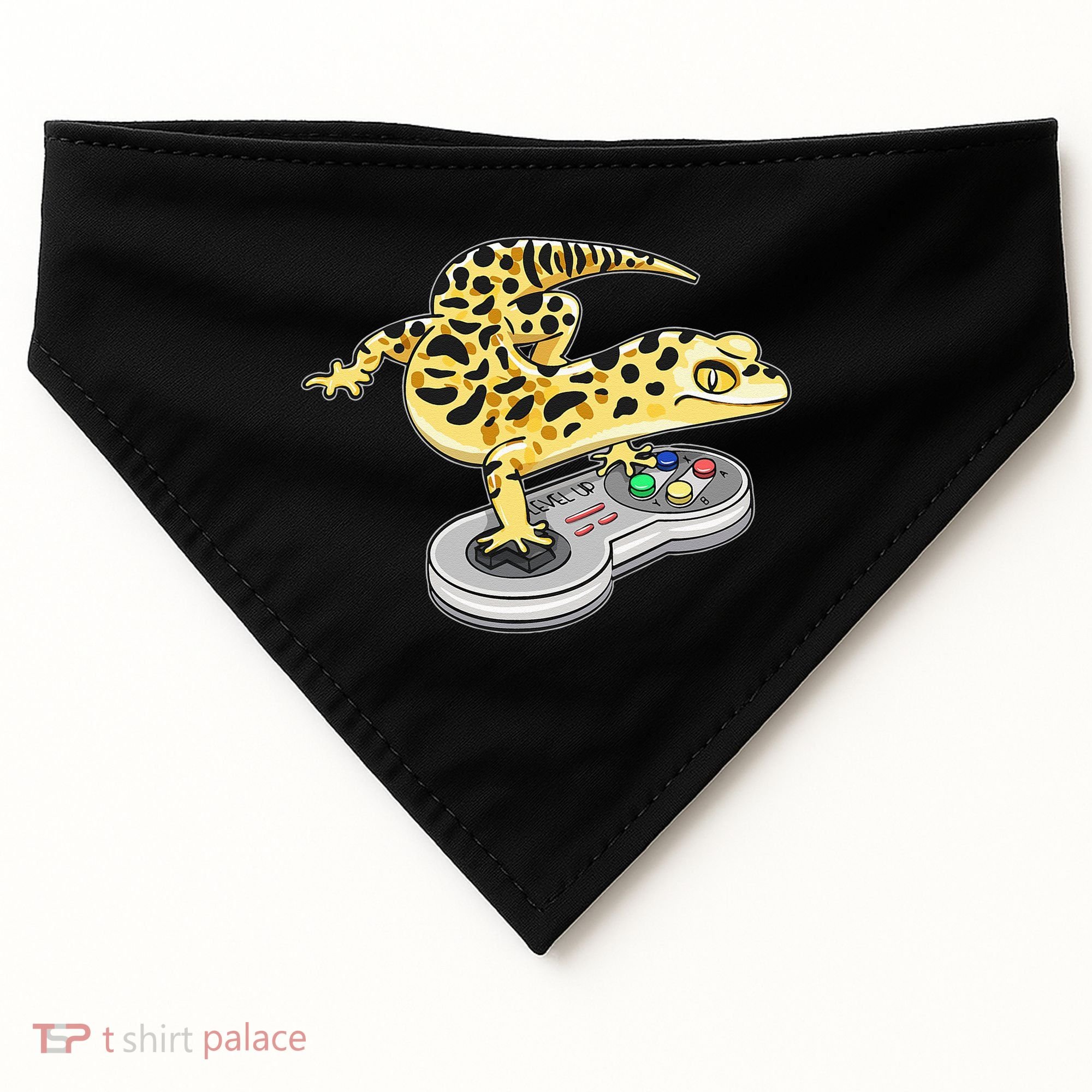 Leopard Gecko Playing Video Game Lizard Reptiles Gamers USA-Made Doggie Bandana