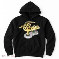 Leopard Gecko Playing Video Game Lizard Reptiles Gamers Hoodie thumb 0
