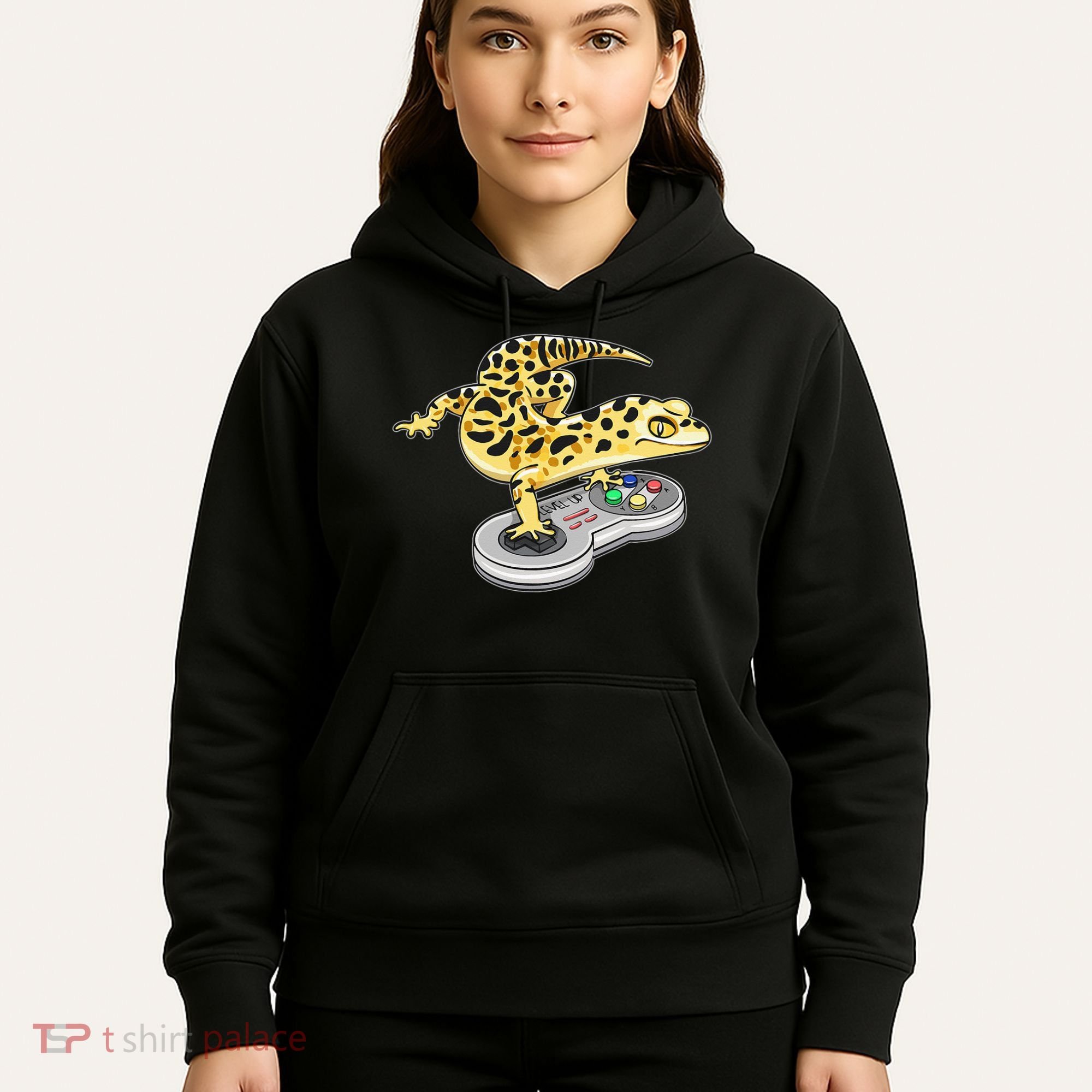 Leopard Gecko Playing Video Game Lizard Reptiles Gamers Hoodie