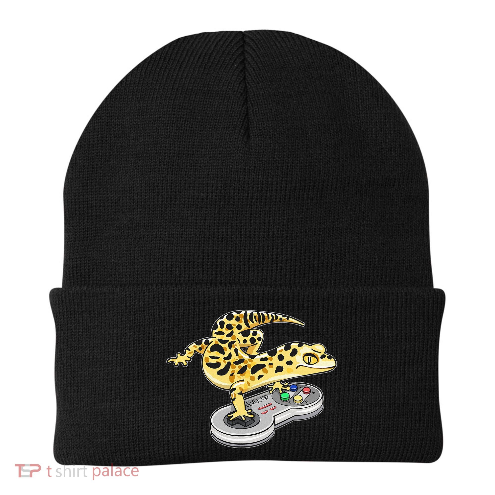 Leopard Gecko Playing Video Game Lizard Reptiles Gamers Beanie