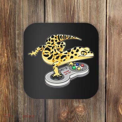 Leopard Gecko Playing Video Game Lizard Reptiles Gamers Coaster