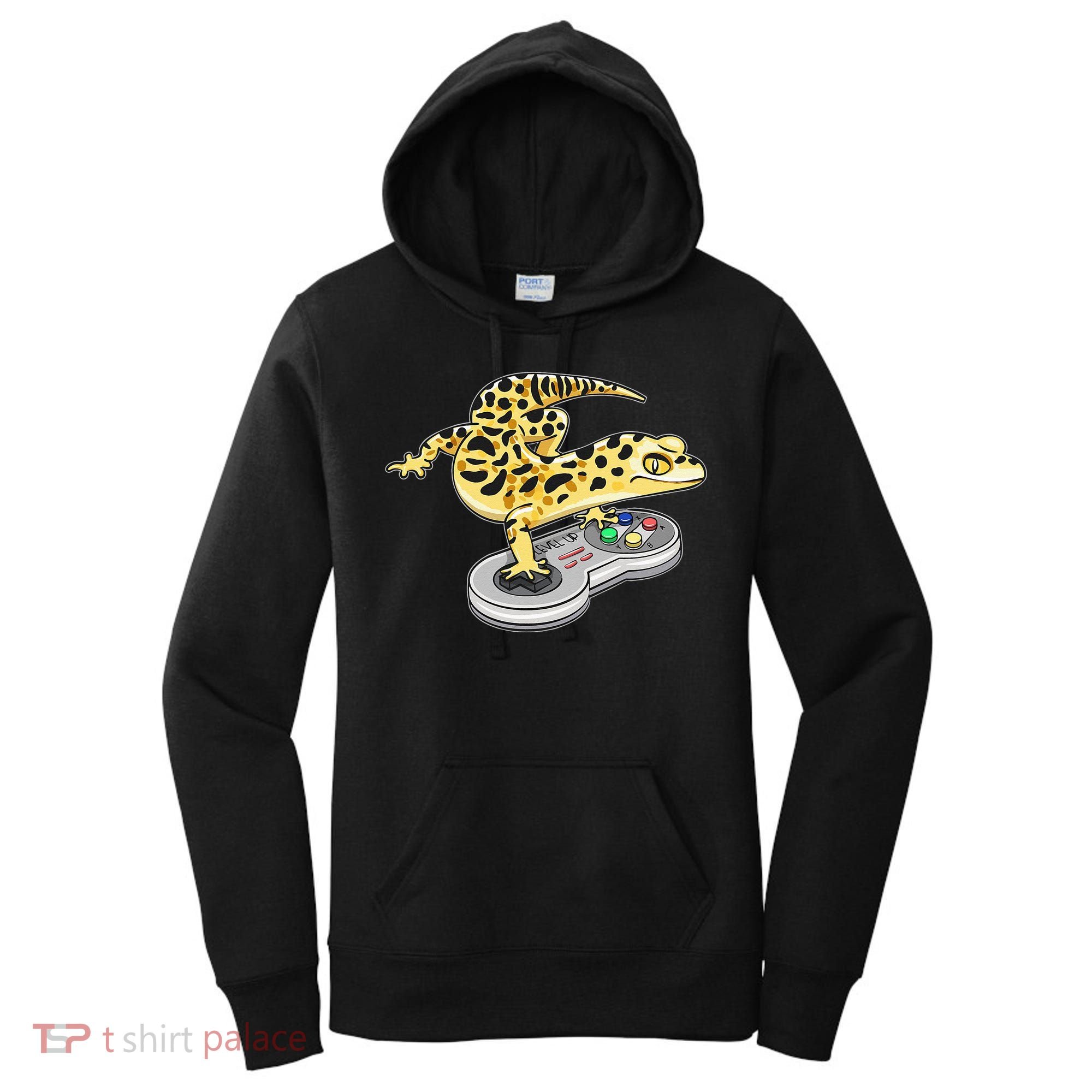 Leopard Gecko Playing Video Game Lizard Reptiles Gamers Women's Hoodie