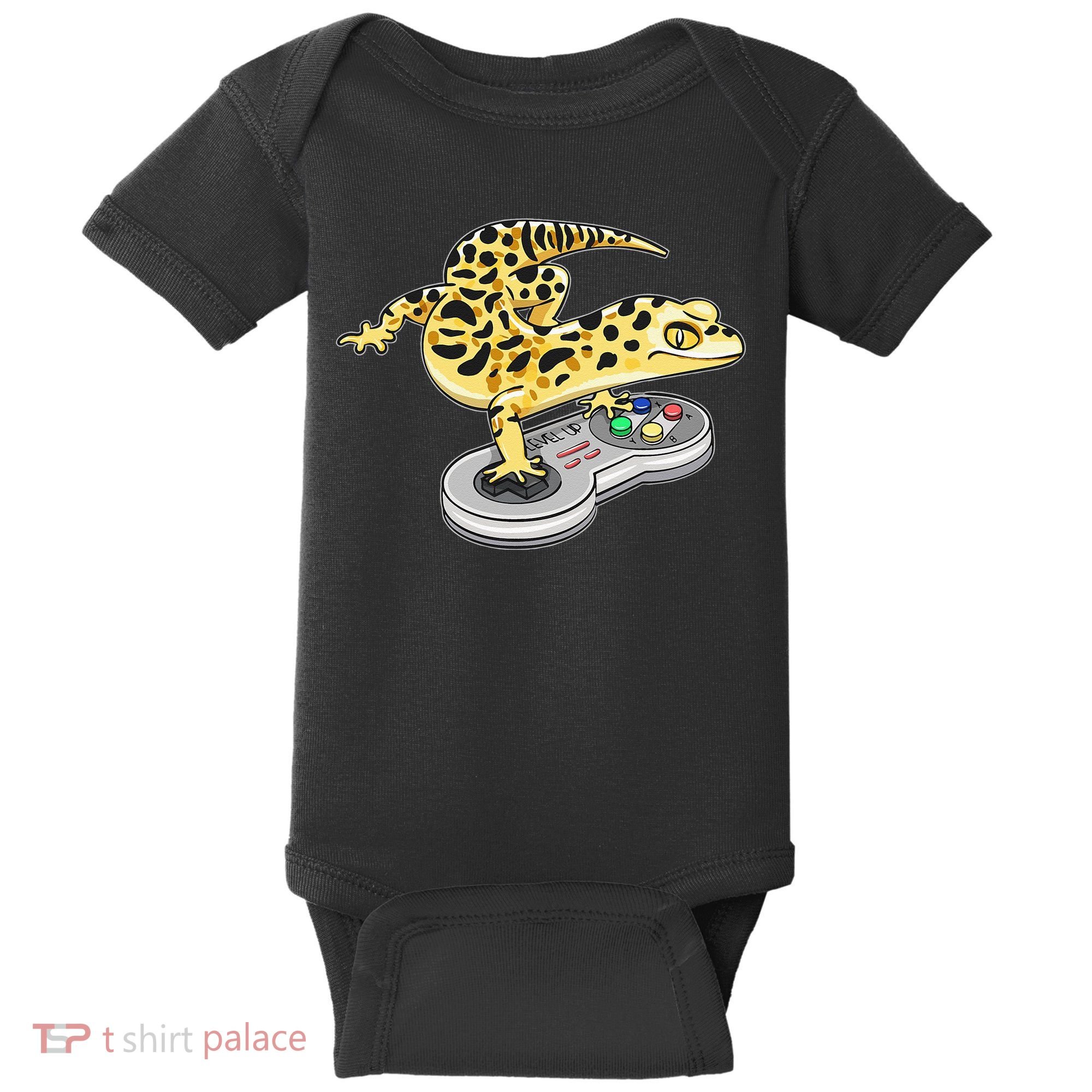 Leopard Gecko Playing Video Game Lizard Reptiles Gamers Baby Bodysuit