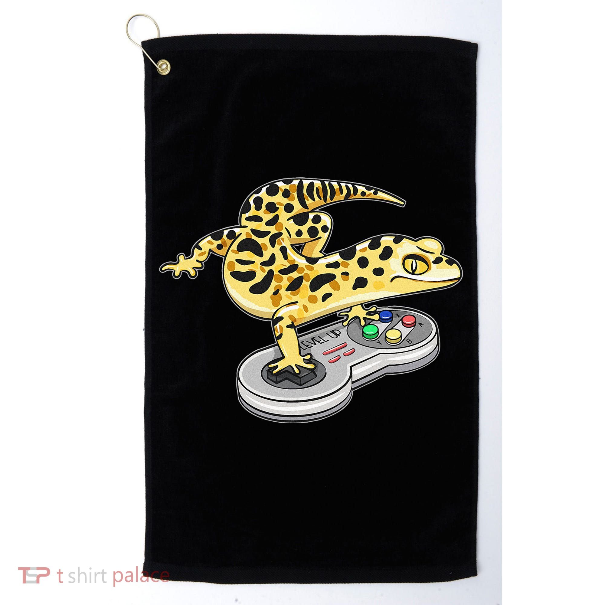Leopard Gecko Playing Video Game Lizard Reptiles Gamers Golf Towel
