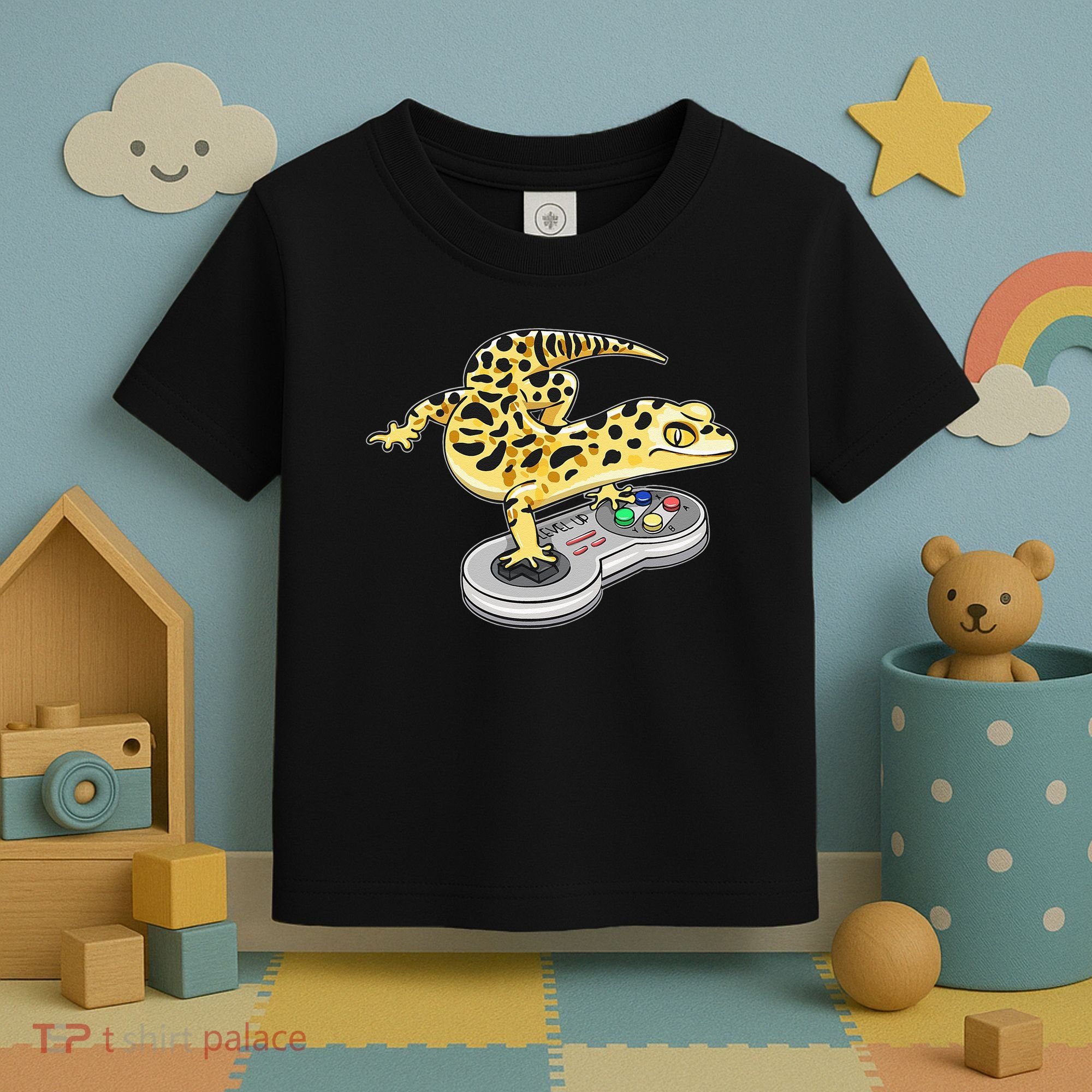 Leopard Gecko Playing Video Game Lizard Reptiles Gamers Toddler T-Shirt