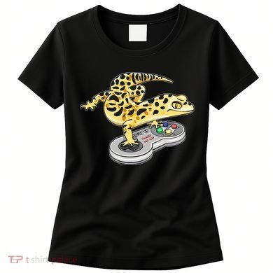 Leopard Gecko Playing Video Game Lizard Reptiles Gamers Women's T-Shirt