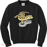 Leopard Gecko Playing Video Game Lizard Reptiles Gamers Kids Sweatshirt thumb 0