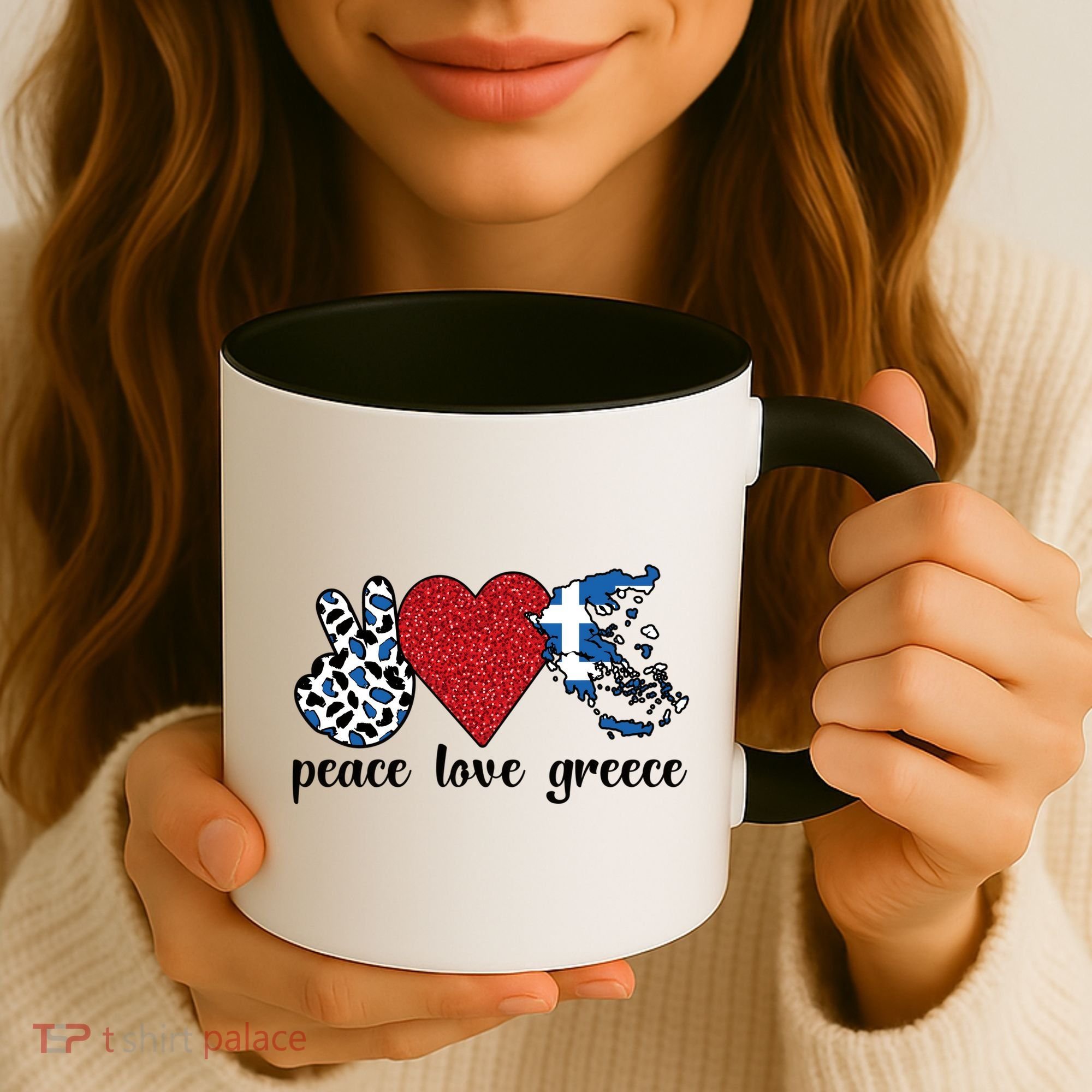 Love Greece Proud Greek Flag Greek Roots Funny Gift Coffee Mug