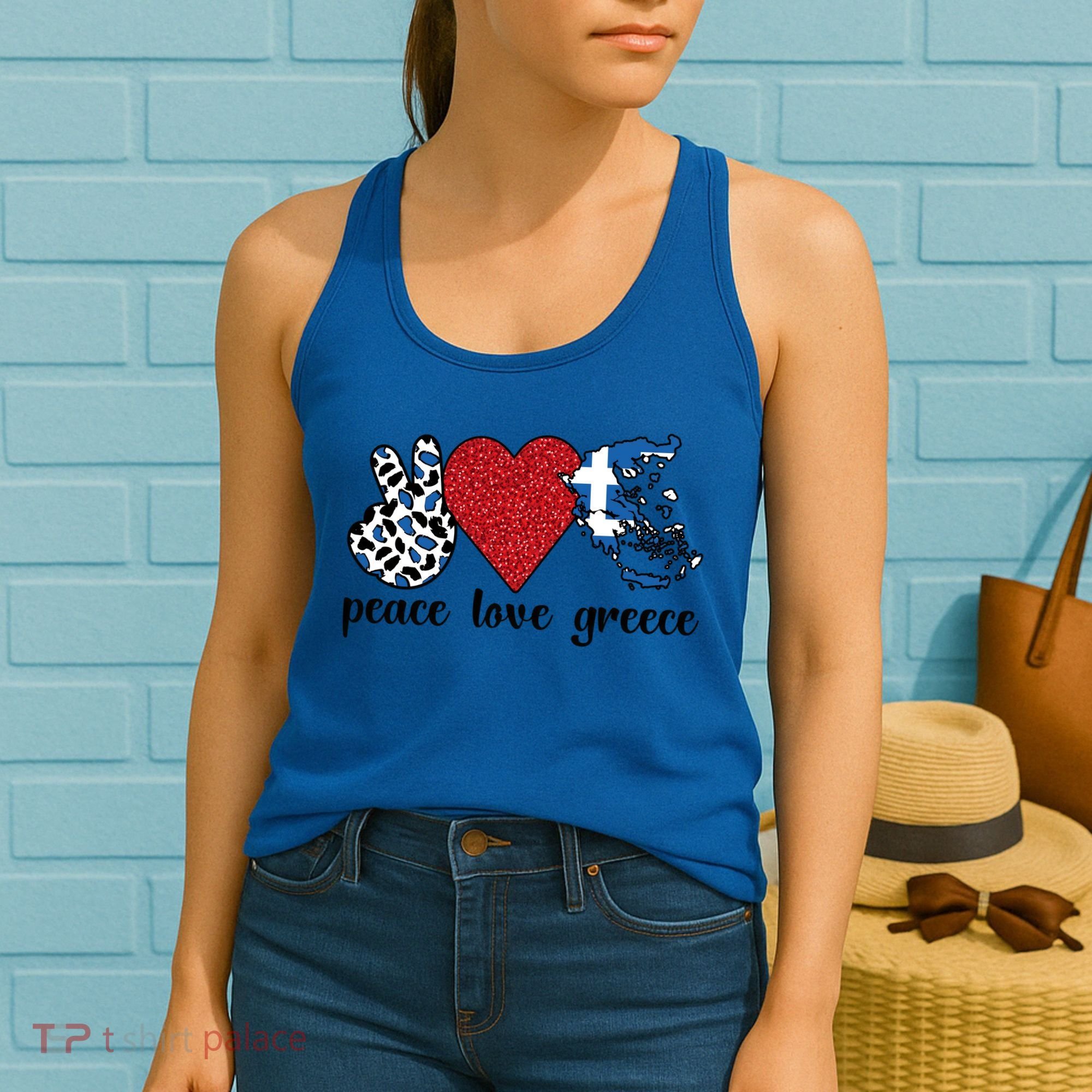 Love Greece Proud Greek Flag Greek Roots Funny Gift Women's Tank Top