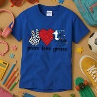 Love Greece Proud Greek Flag Greek Roots Funny Gift Kids T-Shirt thumb 3