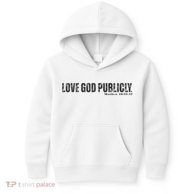 Love God Publicly Kids Hoodie