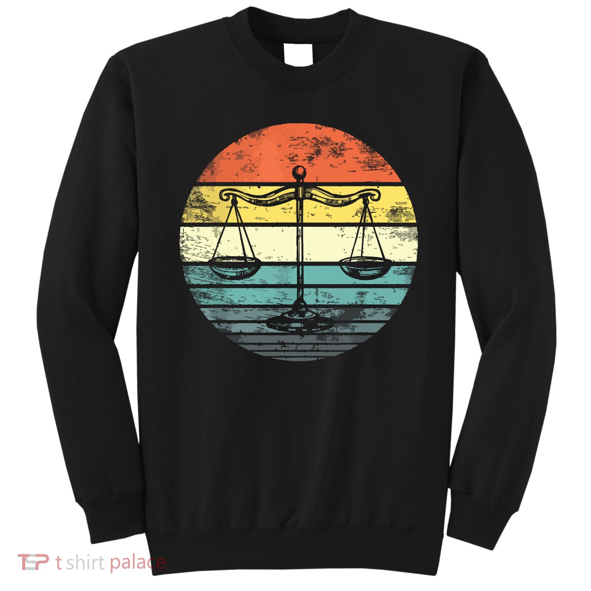 Lawyer Gift Retro Sunset Scale Of Justice Student Law School Sweatshirt