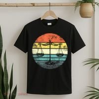 Lawyer Gift Retro Sunset Scale Of Justice Student Law School T-Shirt thumb 2