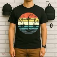 Lawyer Gift Retro Sunset Scale Of Justice Student Law School T-Shirt thumb 6