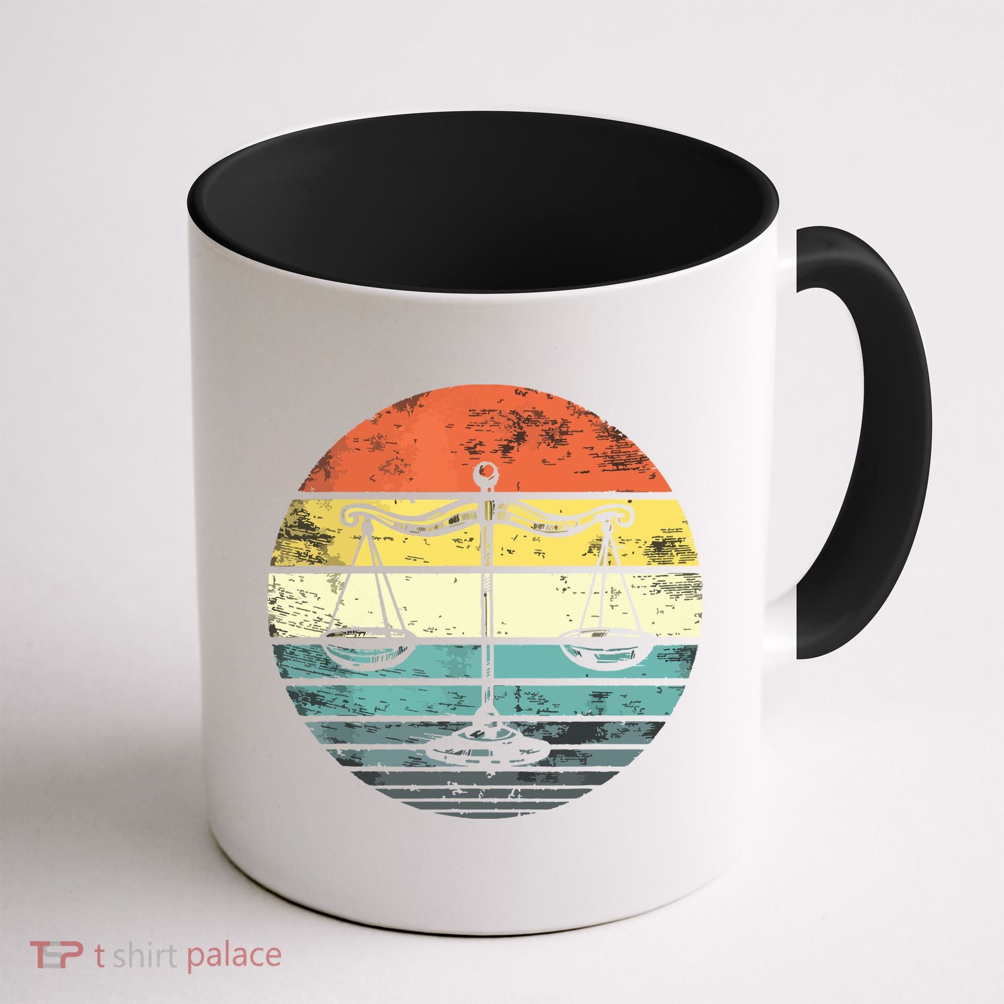 Lawyer Gift Retro Sunset Scale Of Justice Student Law School Coffee Mug