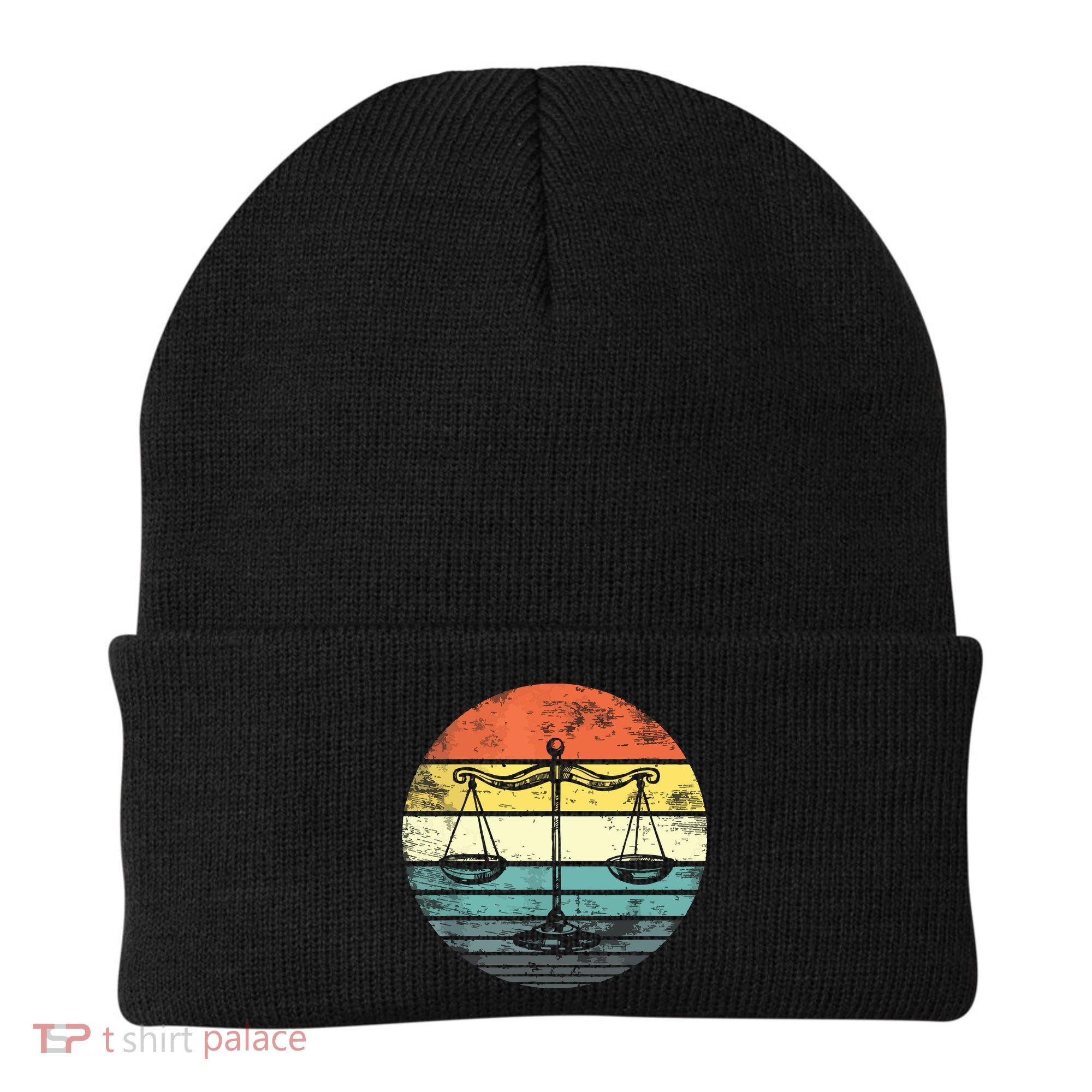 Lawyer Gift Retro Sunset Scale Of Justice Student Law School Beanie