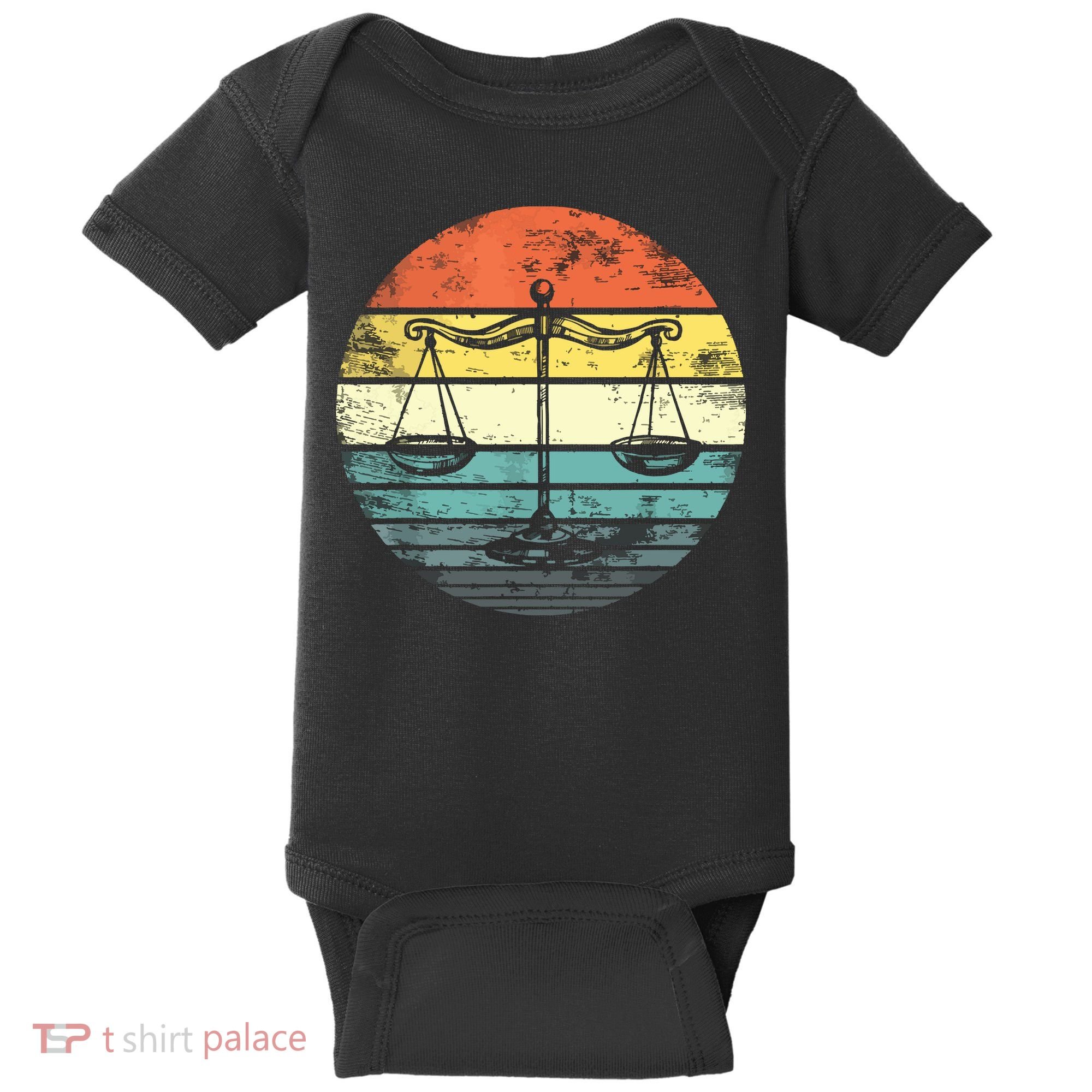 Lawyer Gift Retro Sunset Scale Of Justice Student Law School Baby Bodysuit
