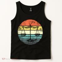 Lawyer Gift Retro Sunset Scale Of Justice Student Law School Tank Top thumb 2