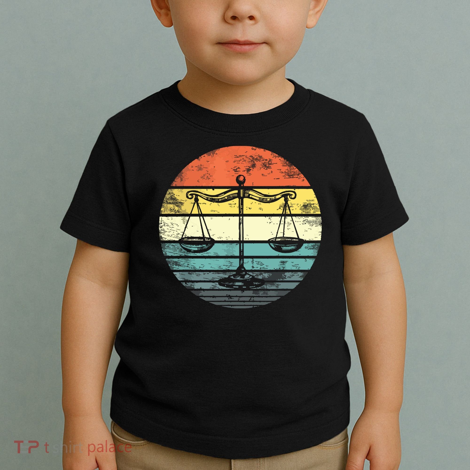 Lawyer Gift Retro Sunset Scale Of Justice Student Law School Toddler T-Shirt