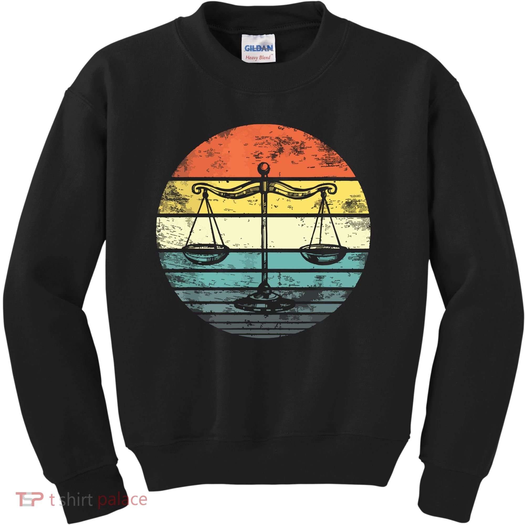 Lawyer Gift Retro Sunset Scale Of Justice Student Law School Kids Sweatshirt