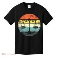 Lawyer Gift Retro Sunset Scale Of Justice Student Law School Kids T-Shirt thumb 0