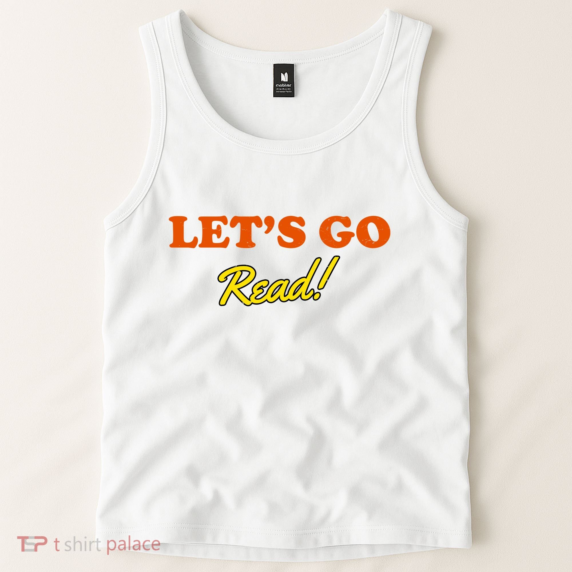 Lets Go Read Distress Book Club Tank Top
