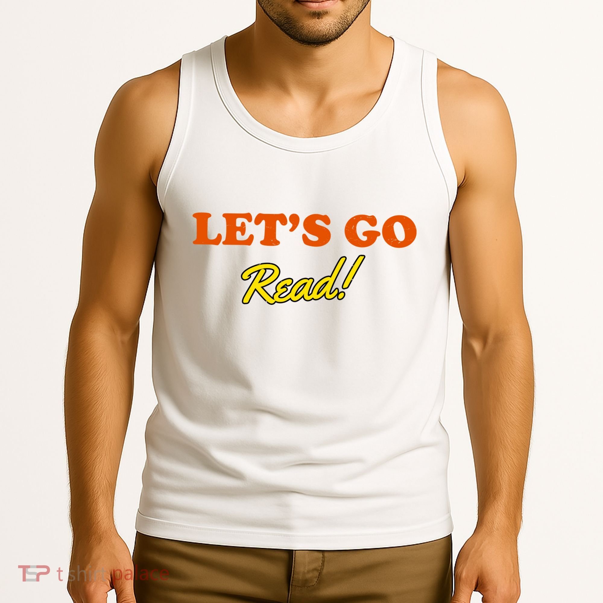 Lets Go Read Distress Book Club Tank Top