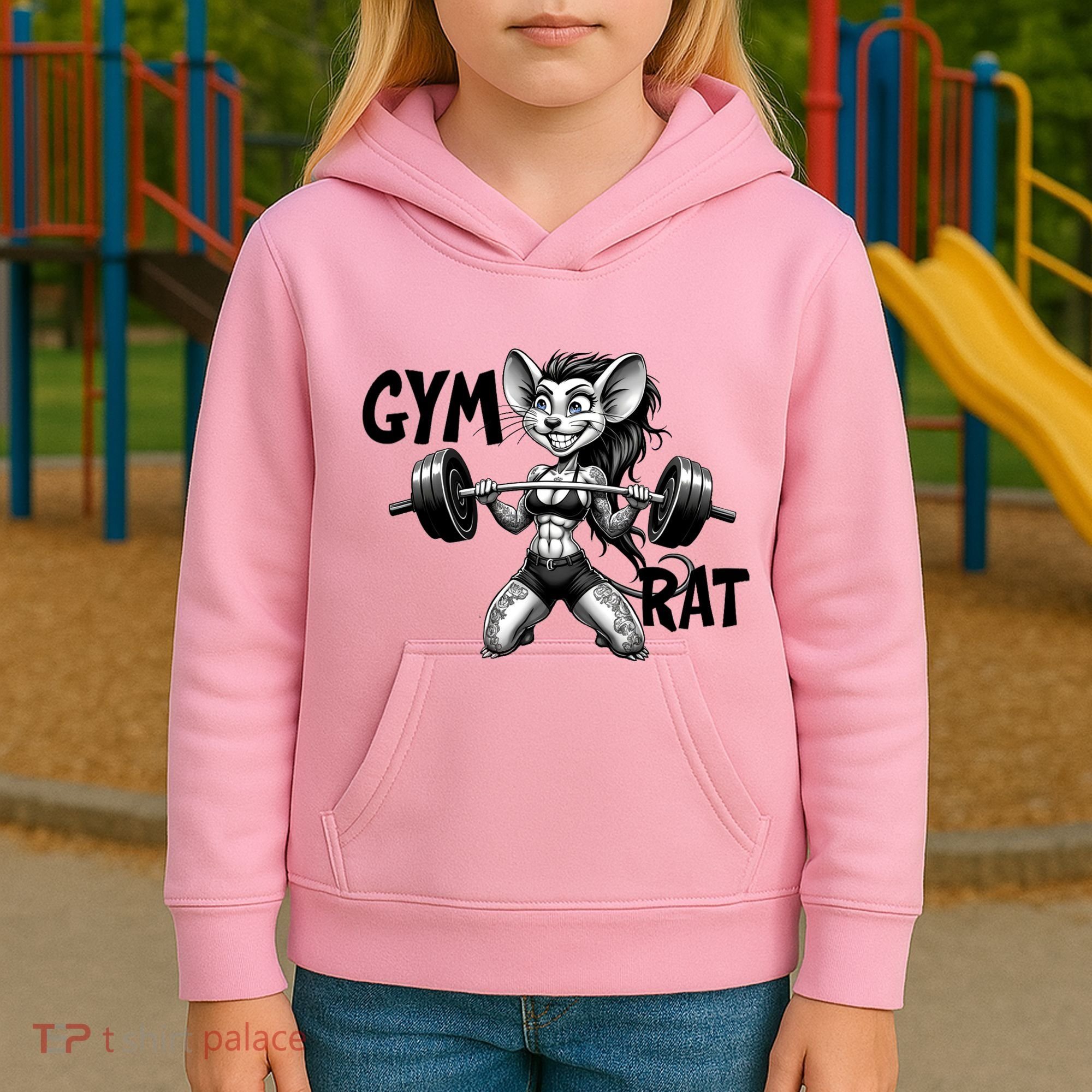 Lady Gym Rat Workout Kids Hoodie
