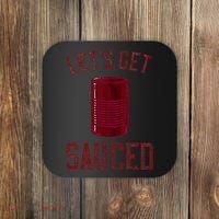 Let's Get Sauced Funny Cranberry Sauce Thanksgiving Food  Coaster thumb 0