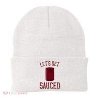 Let's Get Sauced Funny Cranberry Sauce Thanksgiving Food  Beanie thumb 0