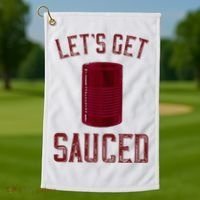 Let's Get Sauced Funny Cranberry Sauce Thanksgiving Food  Golf Towel thumb 1
