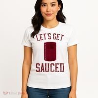 Let's Get Sauced Funny Cranberry Sauce Thanksgiving Food  Women's T-Shirt thumb 4