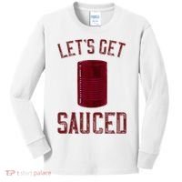 Let's Get Sauced Funny Cranberry Sauce Thanksgiving Food  Kids Long Sleeve Shirt thumb 0