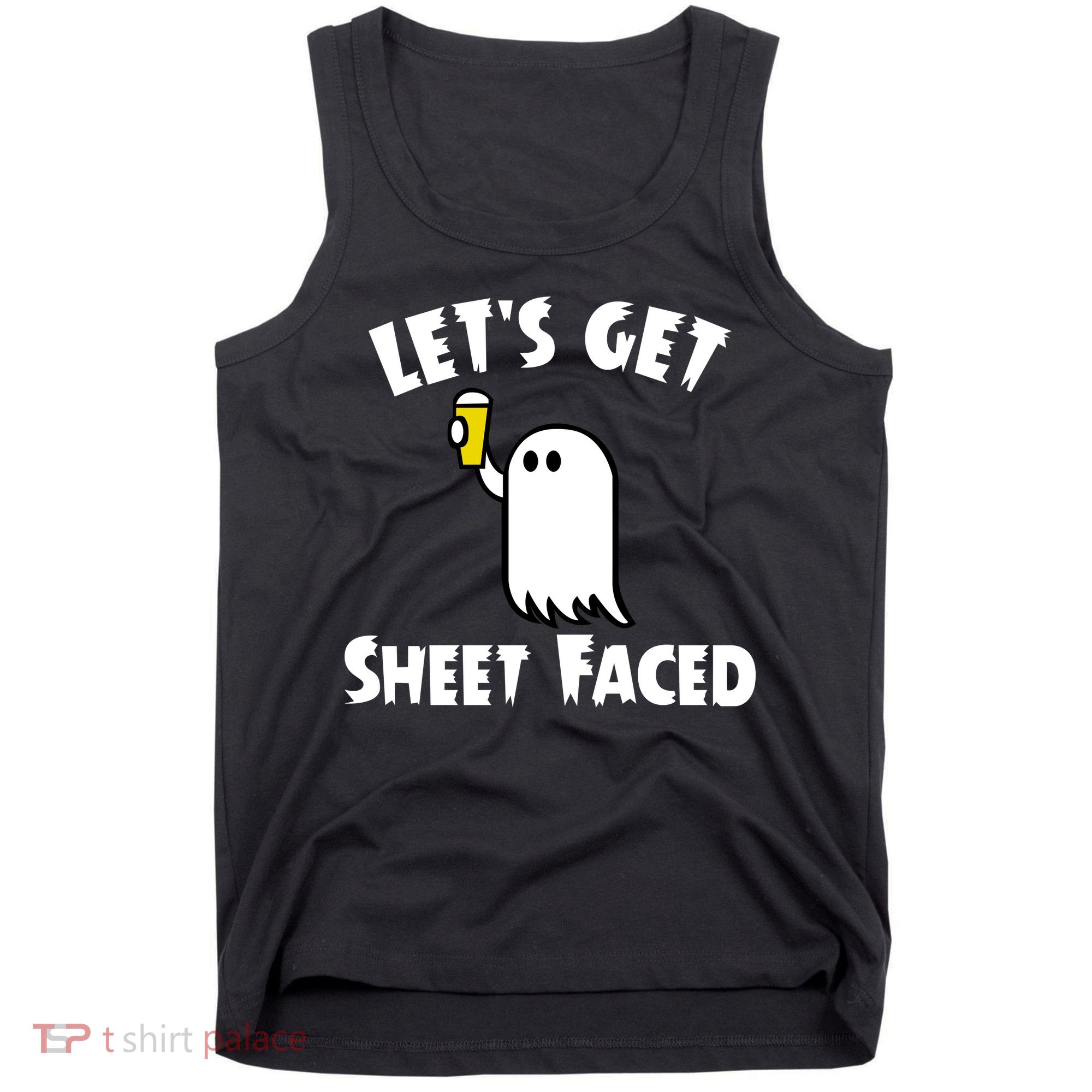 Lets Get Sheet Faced Beer Funny Halloween Costume Funny Tank Top