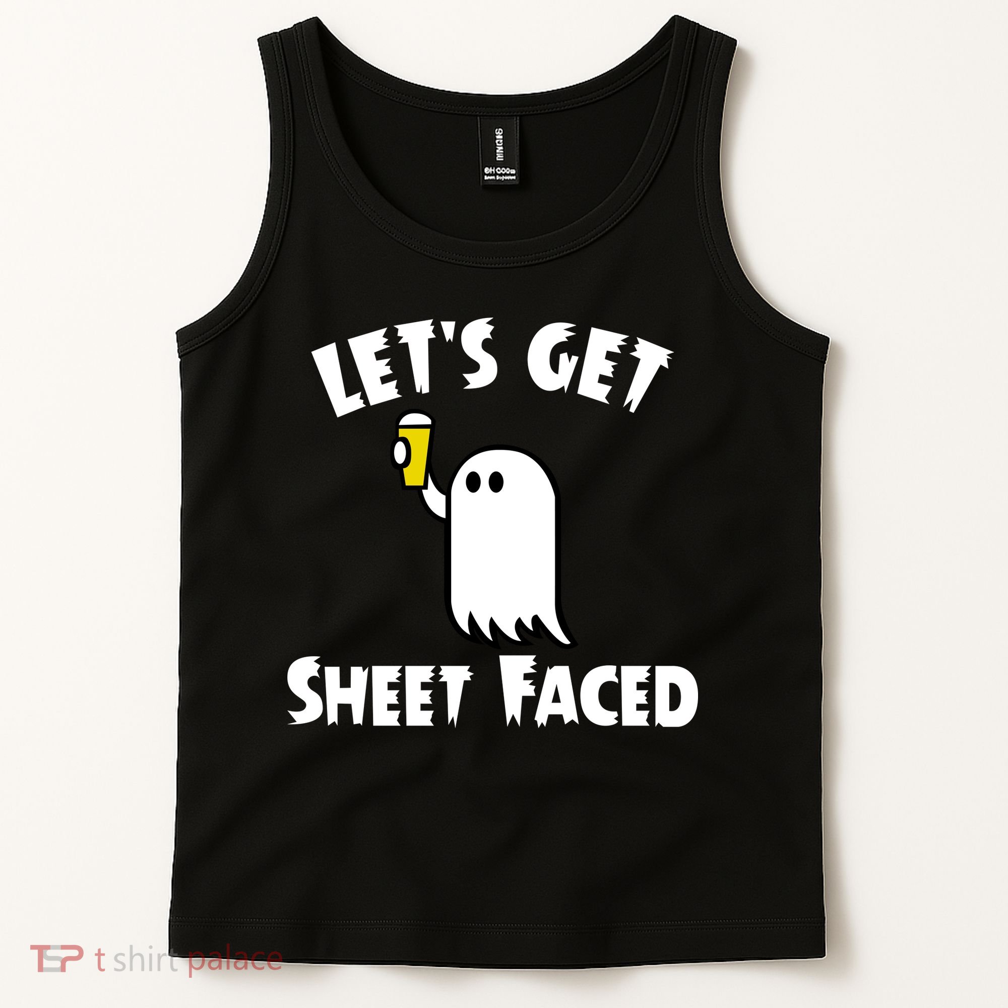 Lets Get Sheet Faced Beer Funny Halloween Costume Funny Tank Top