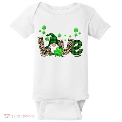 Love Gnome St Patrick's Day Baby Bodysuit