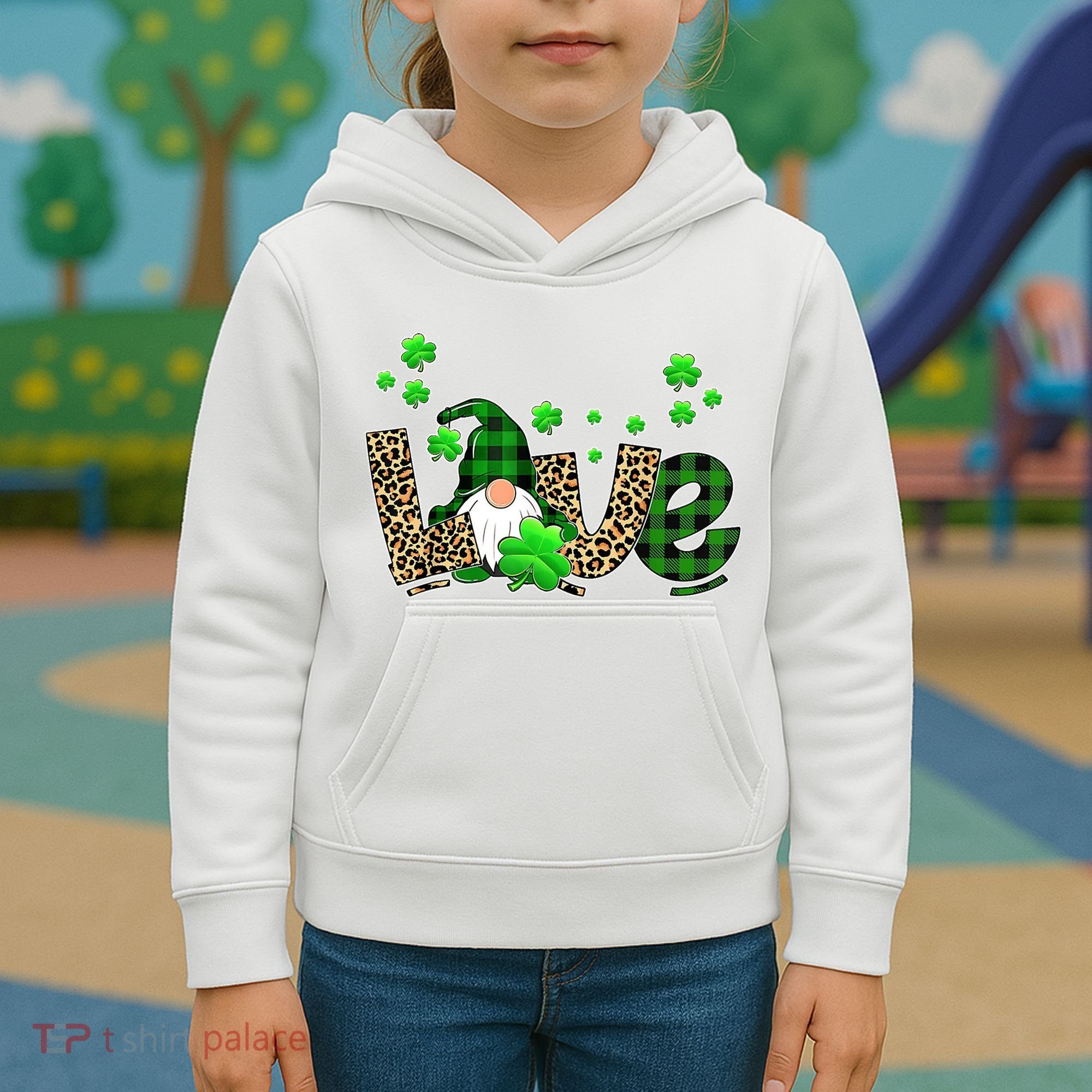 Love Gnome St Patrick's Day Kids Hoodie