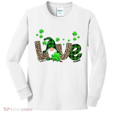 Love Gnome St Patrick's Day Kids Long Sleeve Shirt