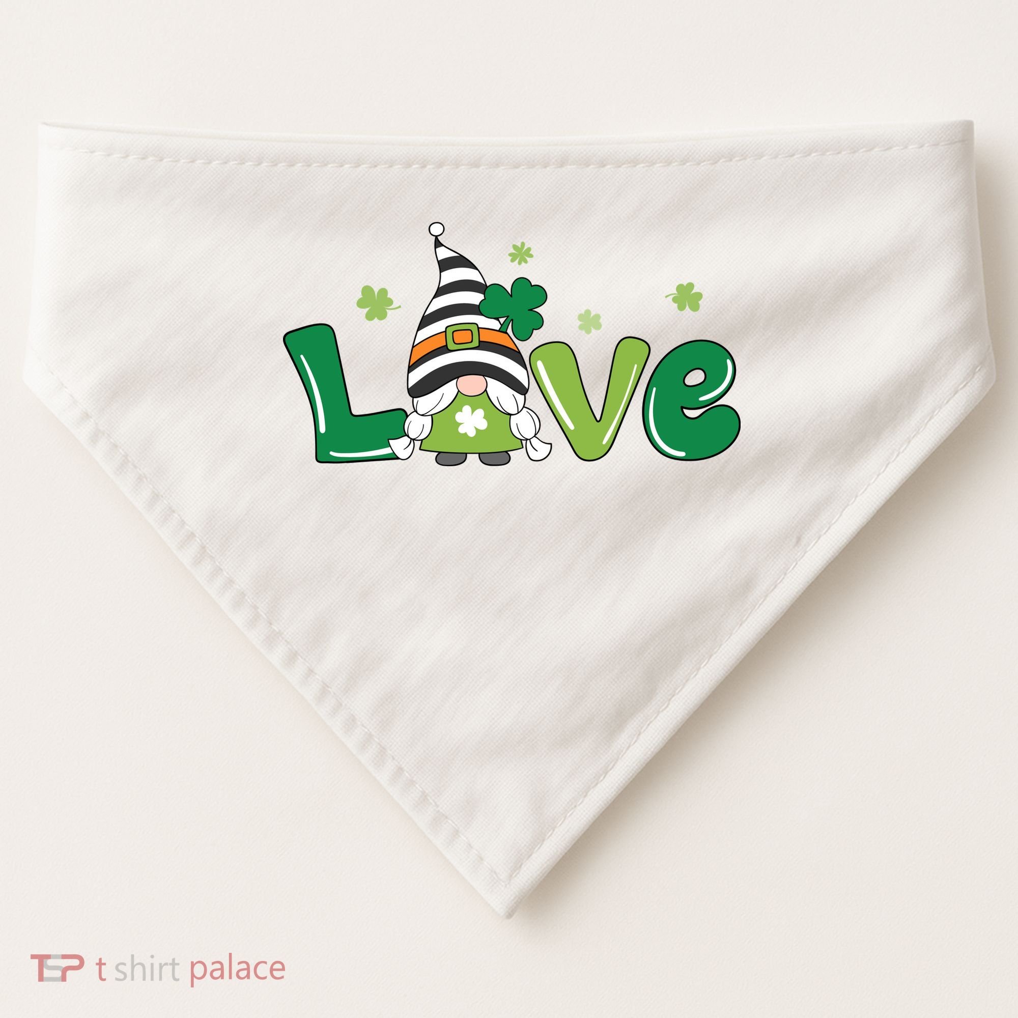 Love Gnome St Patrick's Day Holiday USA-Made Doggie Bandana