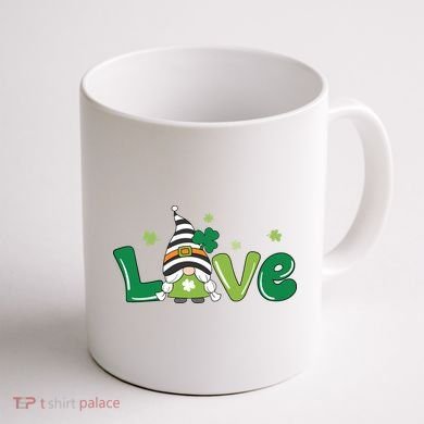 Love Gnome St Patrick's Day Holiday Coffee Mug back