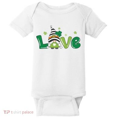 Love Gnome St Patrick's Day Holiday Baby Bodysuit