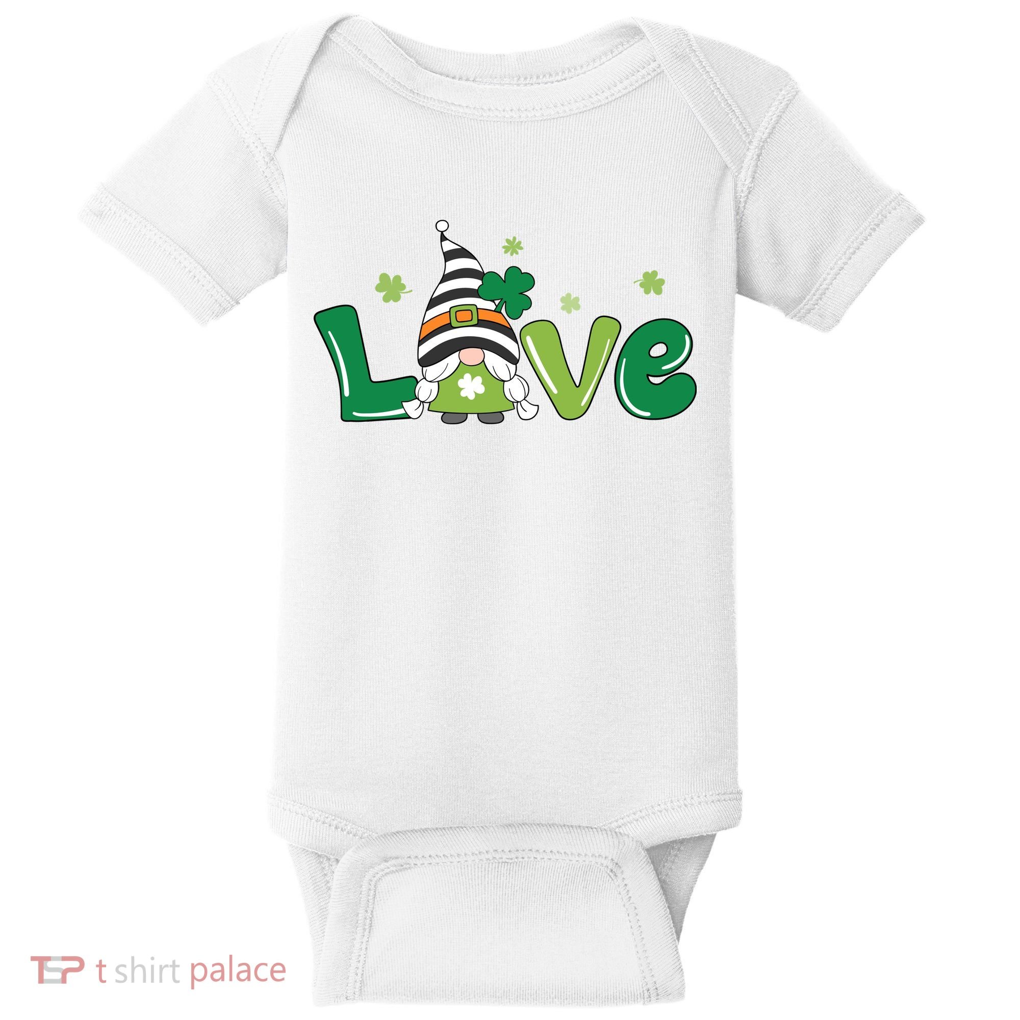 Love Gnome St Patrick's Day Holiday Baby Bodysuit