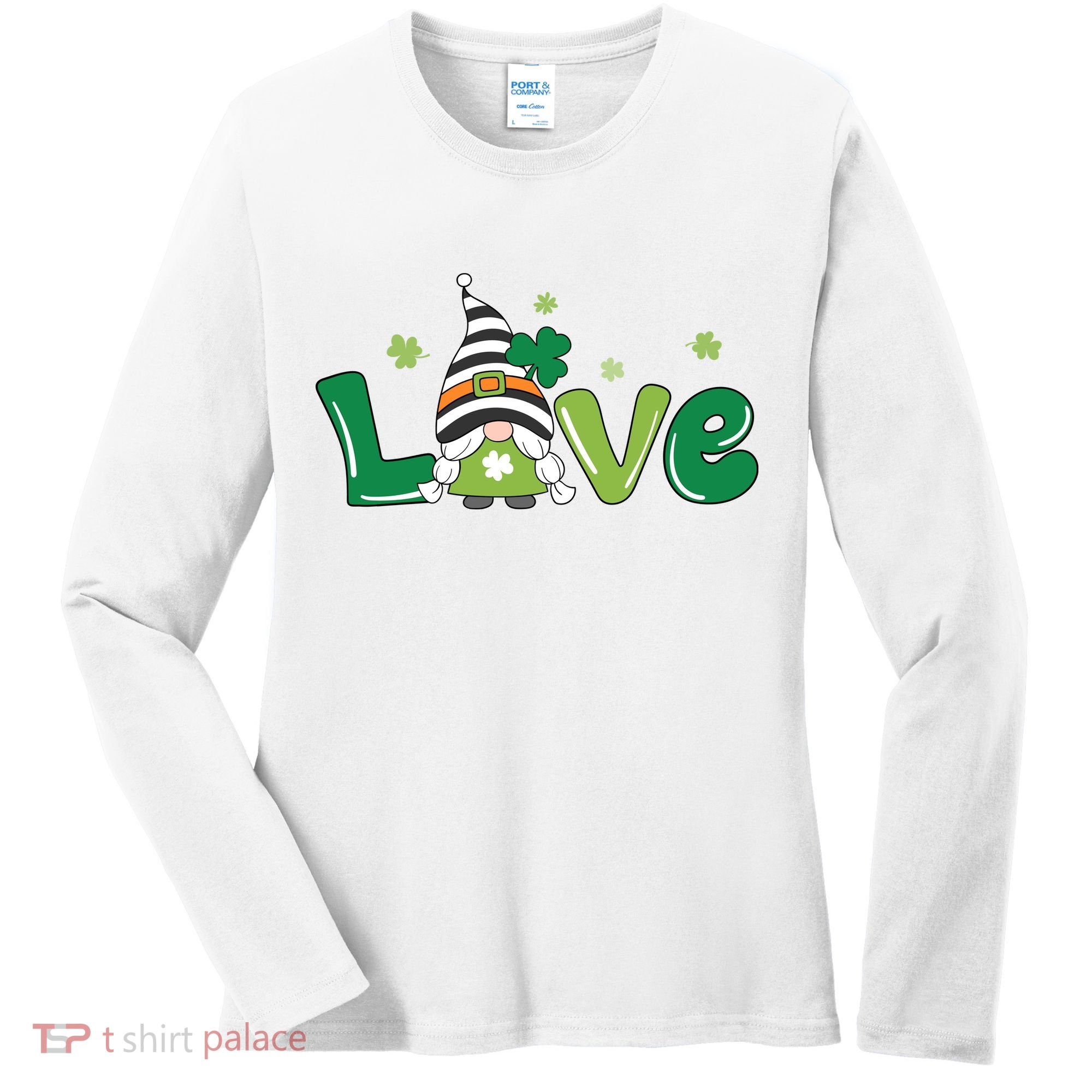 Love Gnome St Patrick's Day Holiday Women's Long Sleeve Shirt