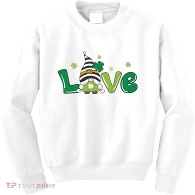 Love Gnome St Patrick's Day Holiday Kids Sweatshirt