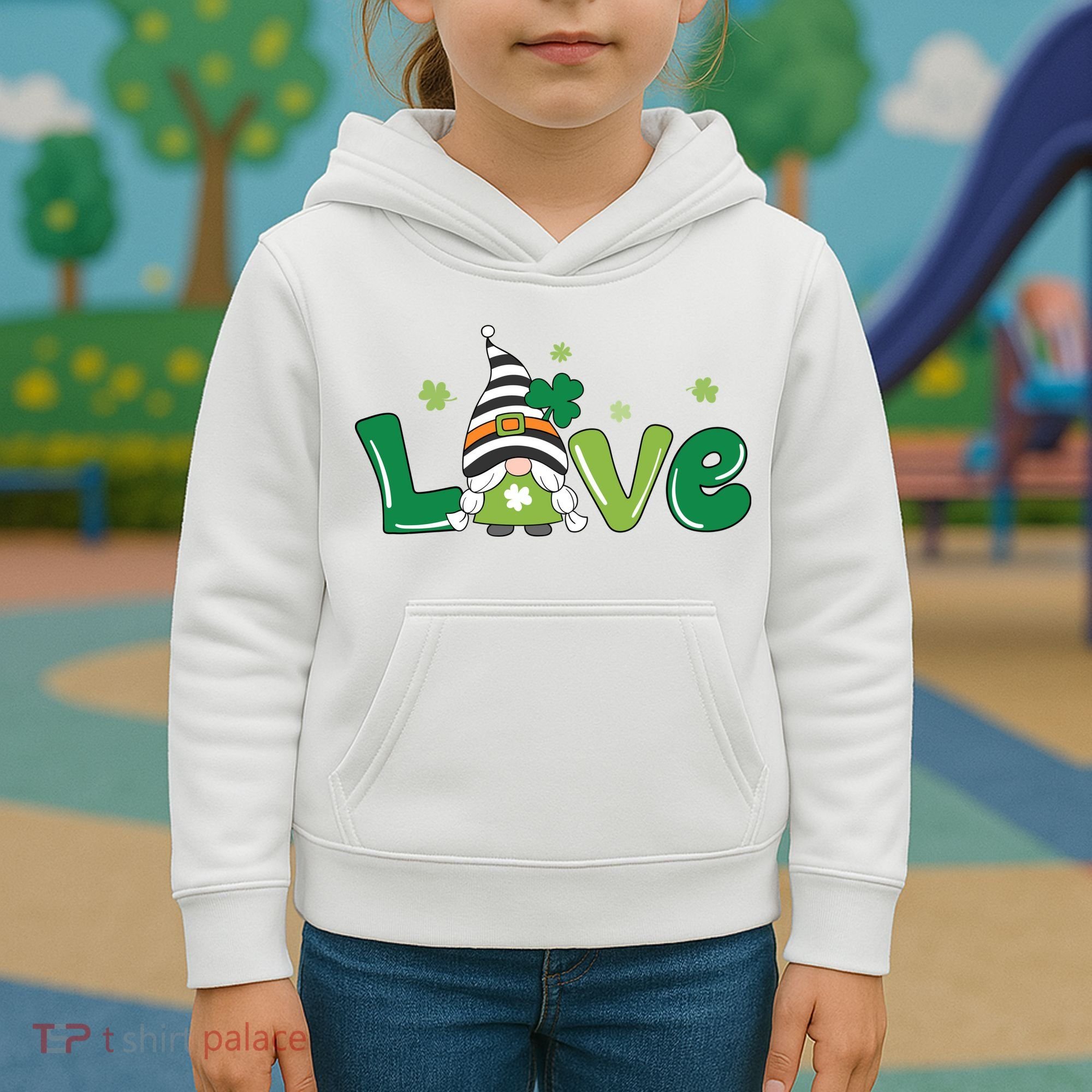Love Gnome St Patrick's Day Holiday Kids Hoodie