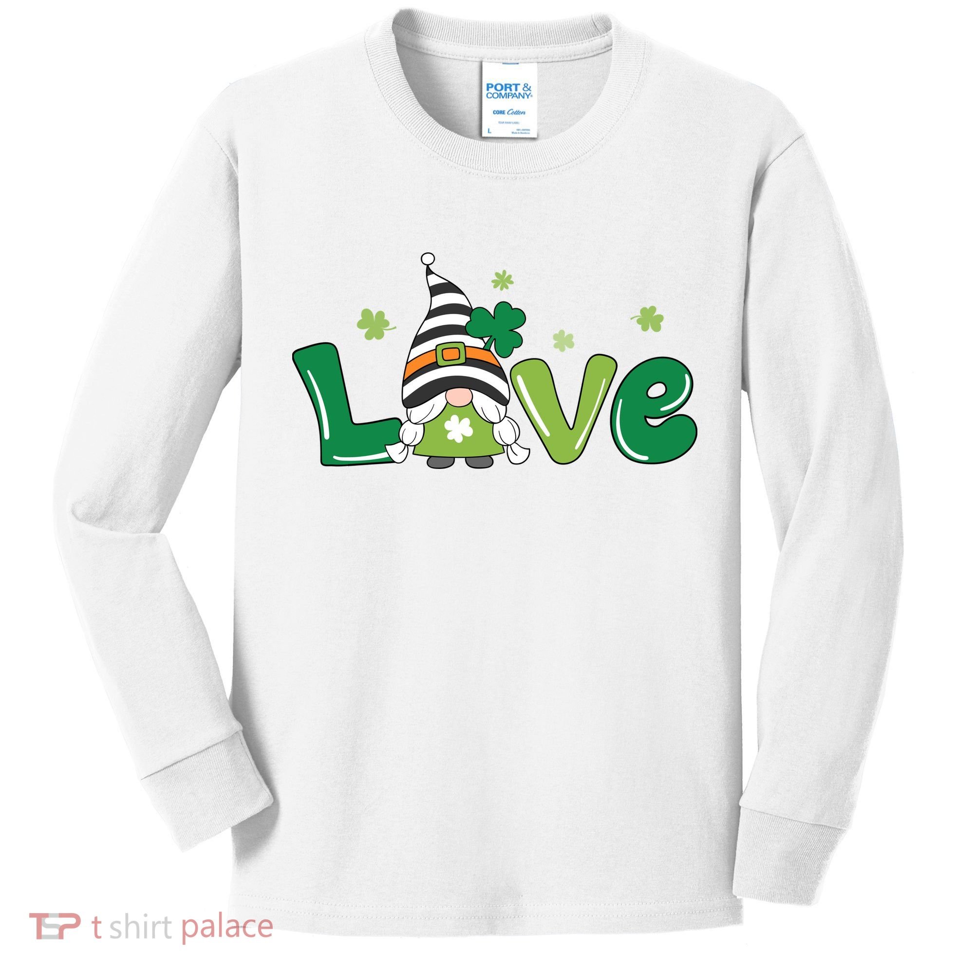 Love Gnome St Patrick's Day Holiday Kids Long Sleeve Shirt